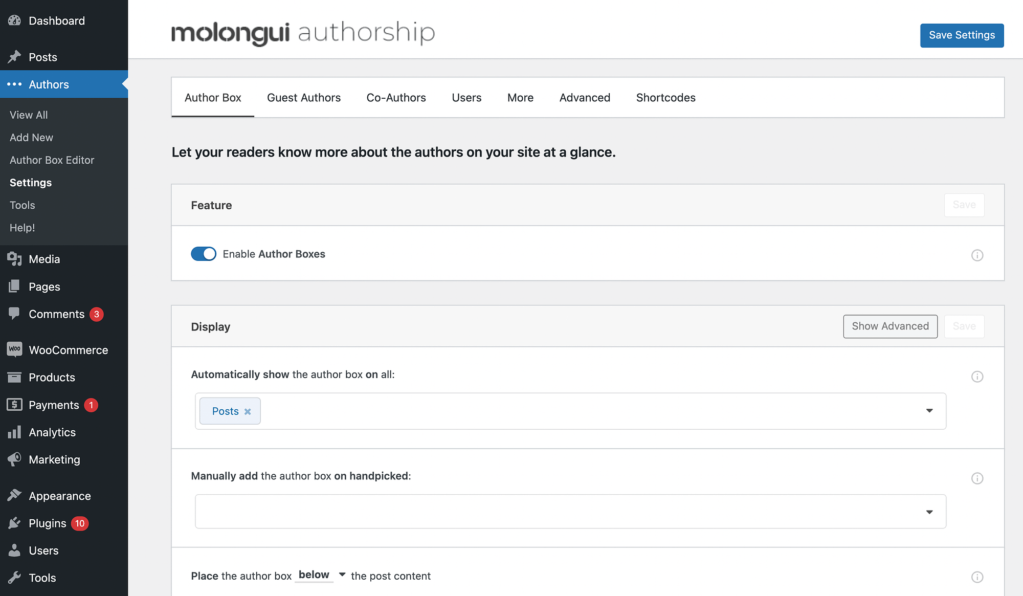 با استفاده از افزونه molongui authorship یک فیلد بیوگرافی نویسنده وردپرس اضافه کنید.