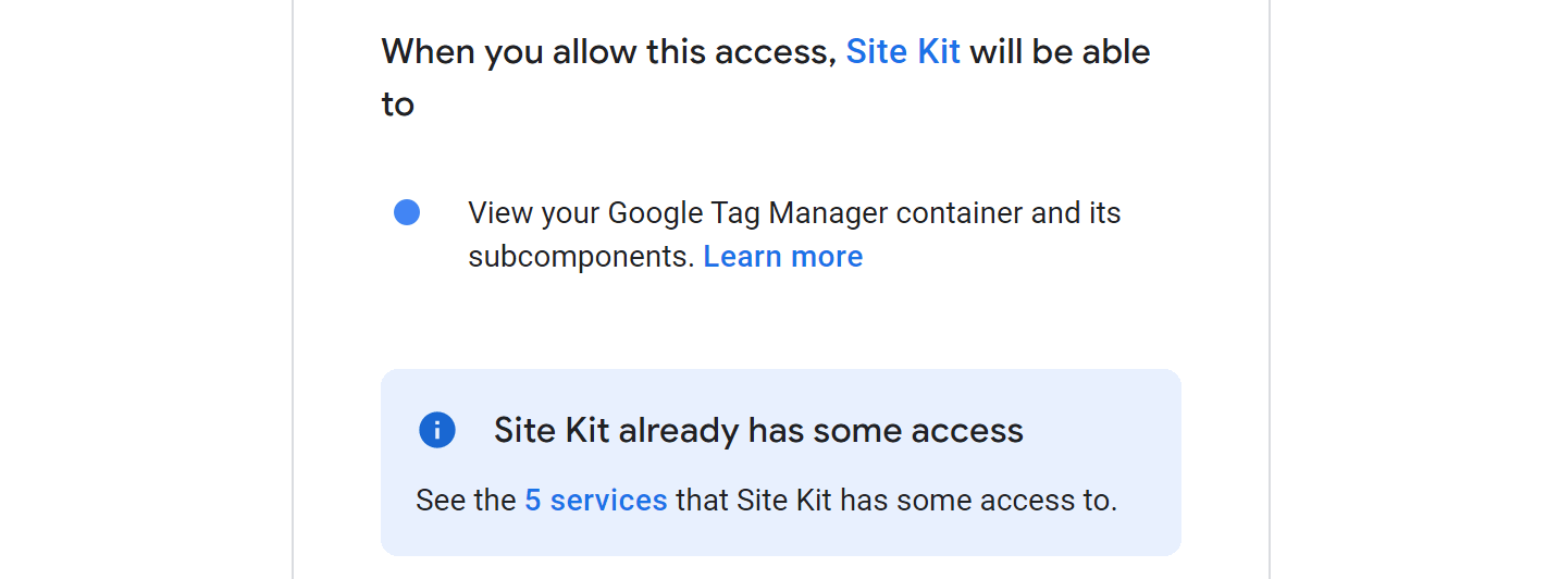 مجوزهای Google Tag Manager را تأیید کنید.